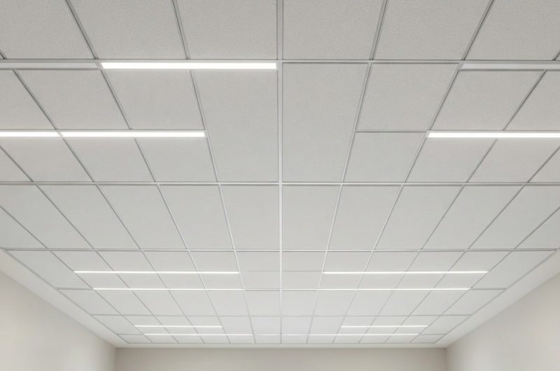 Faux plafond suspendu en dalles 60x120 grand format pour espace tertiaire à Aix-en-Provence